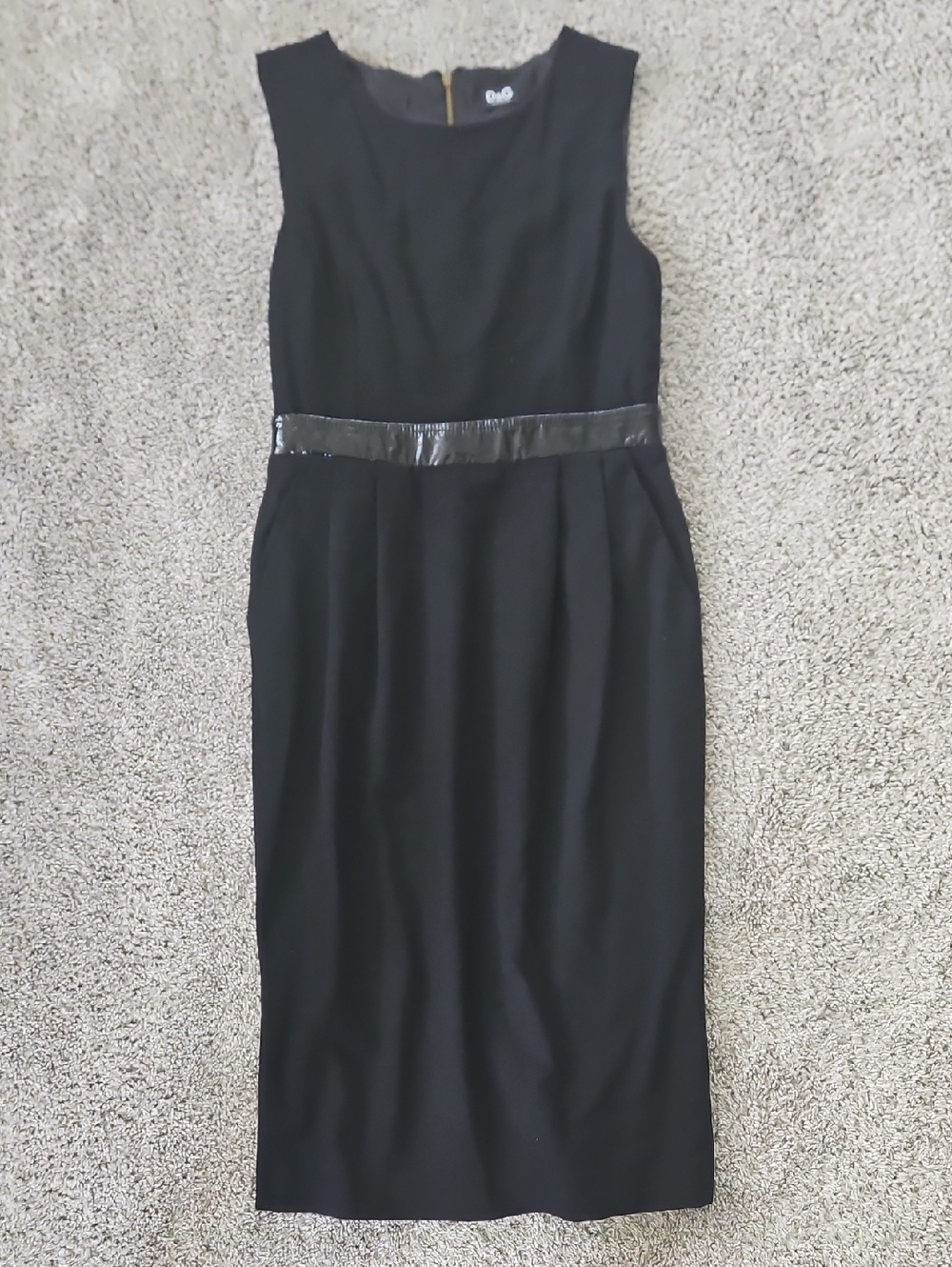 D&G Dolce Gabbana Black Midi Sheath Dress 44/L